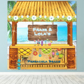 Tiki Shack Blue Beachy Floral Foto Zeichnend Leinwanddruck (Insitu (Holzboden))