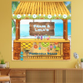 Tiki Shack Blue Beachy Floral Foto Zeichnend Leinwanddruck (Insitu (Wohnzimmer))