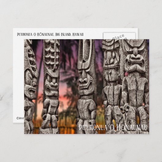 Tiki Stammesrat mit dramatischem Himmel, Postkarte (Vorne/Hinten)