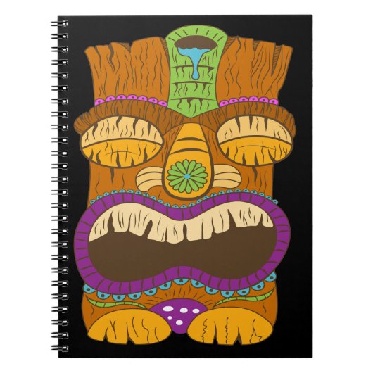 Tiki-Statue aus Holz mit offenem Mund, sonniges Sc Notizblock (Vorderseite)