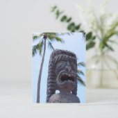 Tiki Statue in Kona, Hawaii - Postkarte (Stehend Vorderseite)