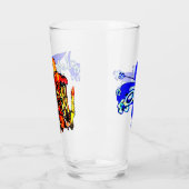 Tiki Statue mit Menehune und Hibiskus Glas (Links)