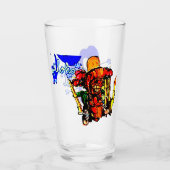 Tiki Statue mit Menehune und Hibiskus Glas (Vorderseite)