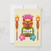 Tiki Statue, Torches und Hibiskus Blume Dankeskarte (Vorderseite)