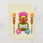 Tiki Statue, Torches und Hibiskus Blume Dankeskarte (Vorne/Hinten)