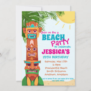 Tiki-Strandparty-Geburtstagseinladung Einladung