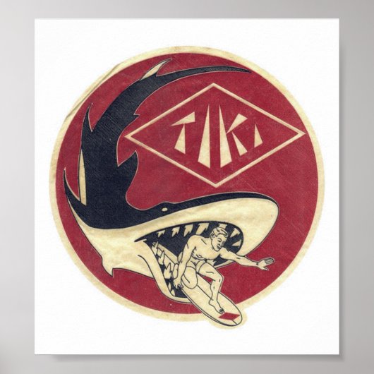 Tiki Surf Shop mit Surfer&Shark auf dem Poster (Vorne)