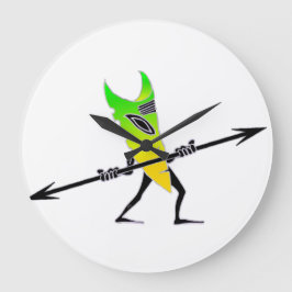 Tiki Surfer Green Große Wanduhr