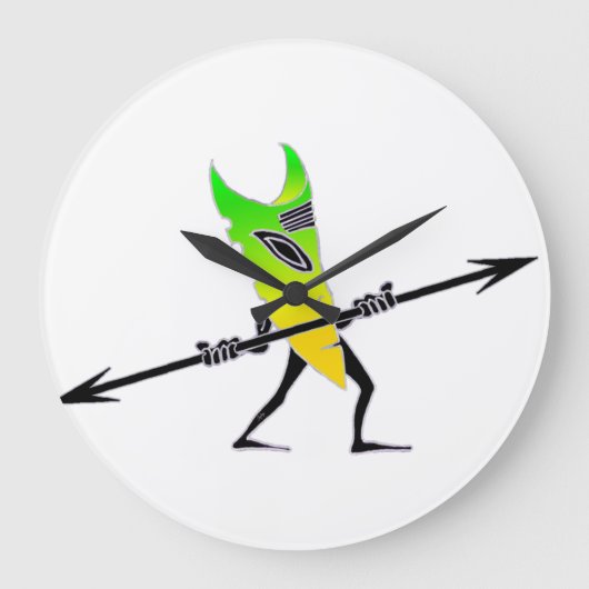 Tiki Surfer Green Große Wanduhr (Vorderseite)