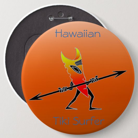 Tiki Surfer rot und gelb Button (Vorne & Hinten)