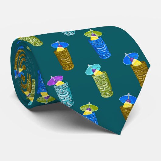 Tiki Tasse Tropische Getränke, beidseitig bedruckt Krawatte (Gerollt)