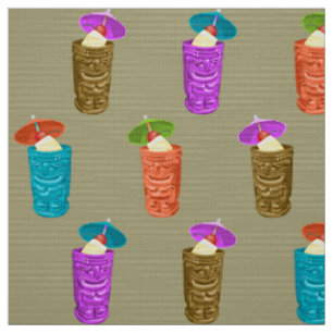 Tiki-Tassen Retro Hawaiianische Tropische Getränke Stoff