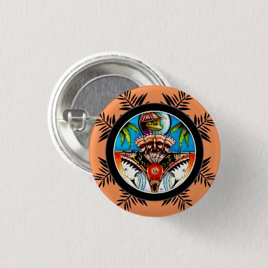 Tiki Tattoo Frog Button (Vorne & Hinten)
