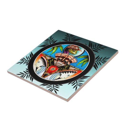 Tiki Tattoo Frog Fliese (Seite)