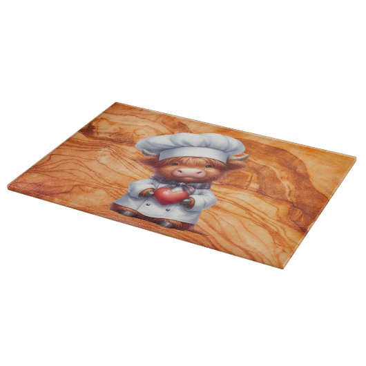 Tiki texturiertes Glas mit höherem Koch Schneidebrett (Ecke)