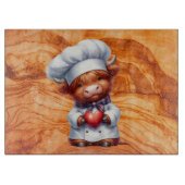 Tiki texturiertes Glas mit höherem Koch Schneidebrett (Vorderseite)