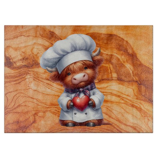 Tiki texturiertes Glas mit höherem Koch Schneidebrett (Vorderseite)