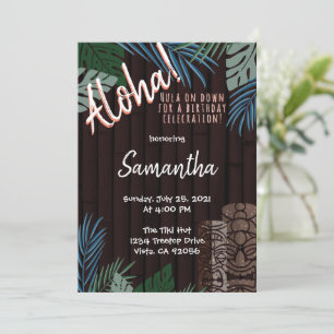 Tiki-Thema Braunes Hawaiianisches Bambusgrün und B Einladung