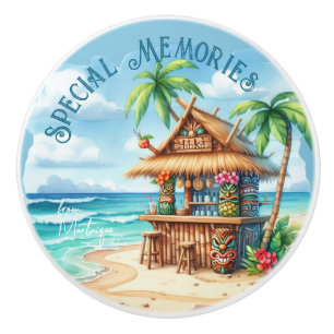 Tiki Theme Vacation Stil benutzerdefinierten Text Keramikknauf