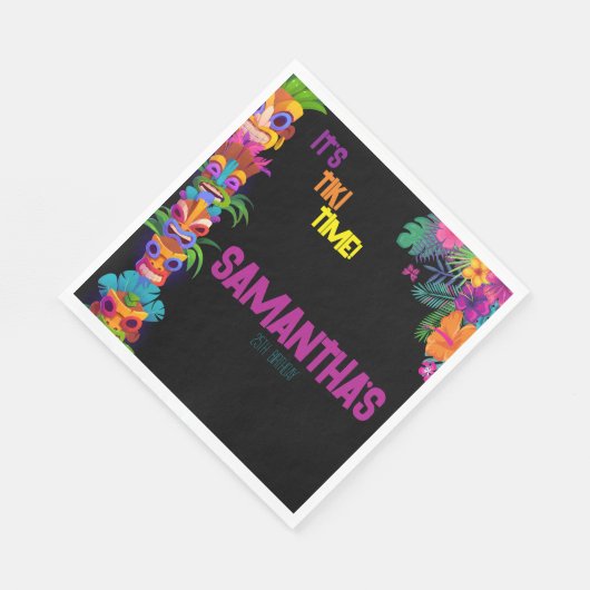 Tiki Time Birthday Party Serviette (Ecke)