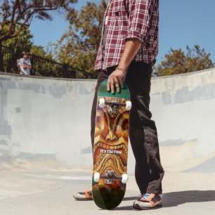 "Tiki Time" Cool Fun Fierce Vintag Retro Tropical Skateboard