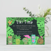 Tiki Time Customizable Birthday Party Einladung (Stehend Vorderseite)