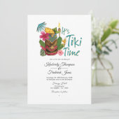 Tiki Time Luau Summer Beach Wedding Einladung (Stehend Vorderseite)