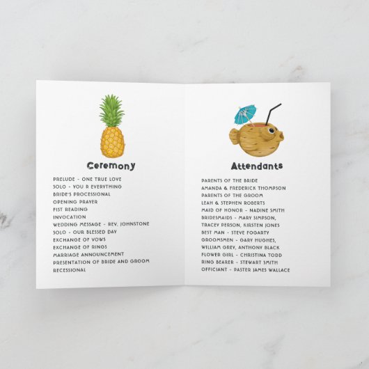 Tiki Time Luau Summer Beach Wedding Programm (Innenseite)