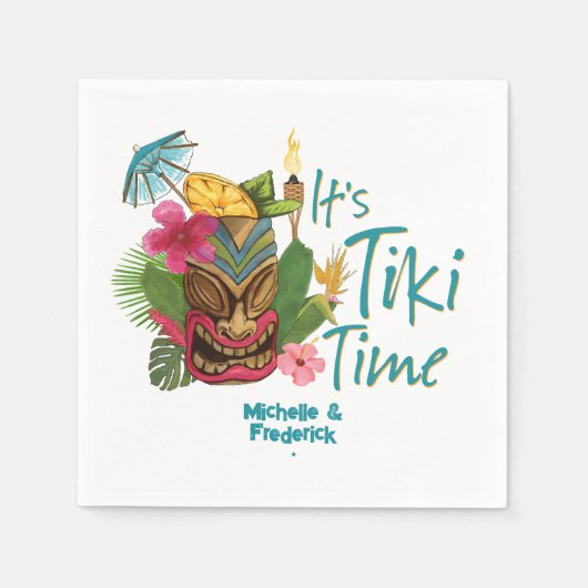 Tiki Time Luau Summer Beach Wedding Serviette (Vorderseite)