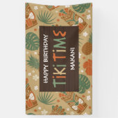 Tiki Time Tropical Luau Birthday Party Banner (Vertikal)