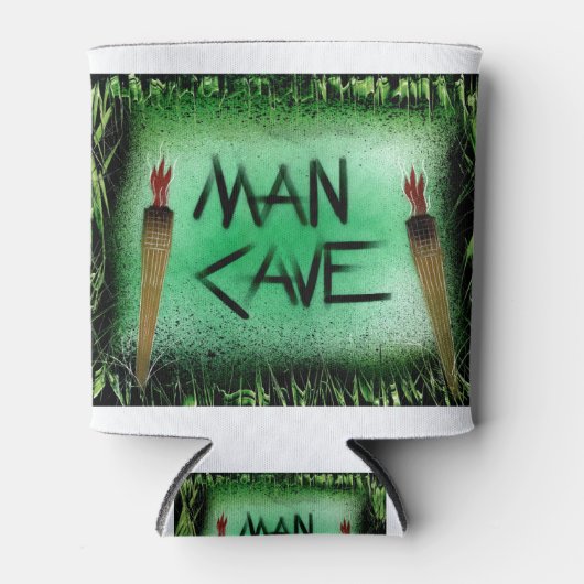 Tiki Torch Man Cave Green Dosenkühler (Vorderseite)