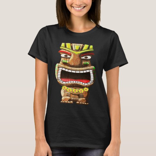 Tiki Totem Polynesian Hawaii Mythology T-Shirt (Vorderseite)