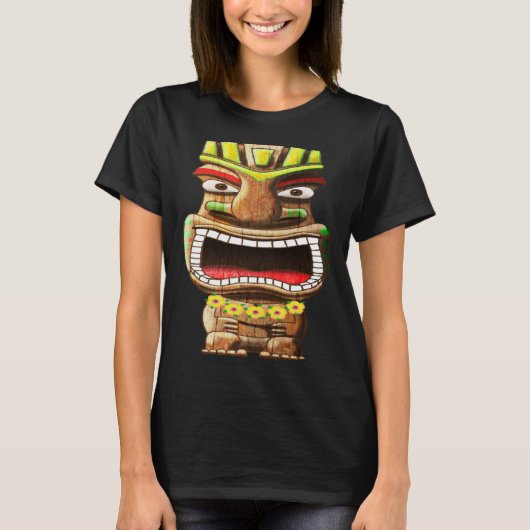 Tiki Totem Polynesischer Hawaii-Mythologie T-Shirt (Vorderseite)