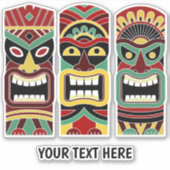 Tiki Totems Aufkleber für benutzerdefinierten Text (Vorderseite)