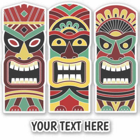 Tiki Totems Aufkleber für benutzerdefinierten Text (Vorderseite)