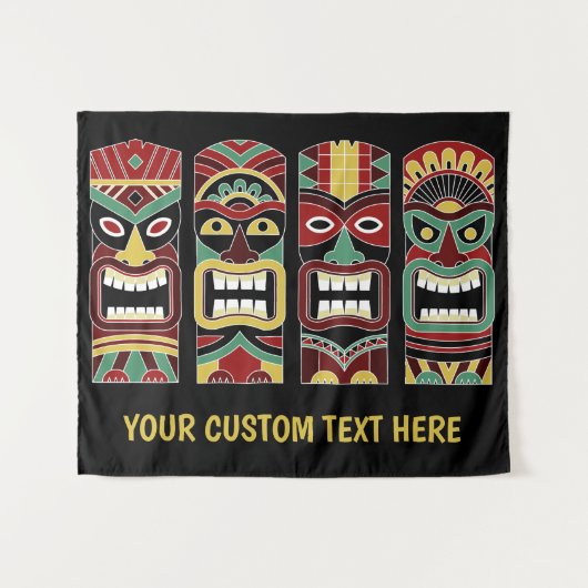 Tiki Totems benutzerdefinierte Textbänder Wandteppich (Vorderseite (Horizontal))