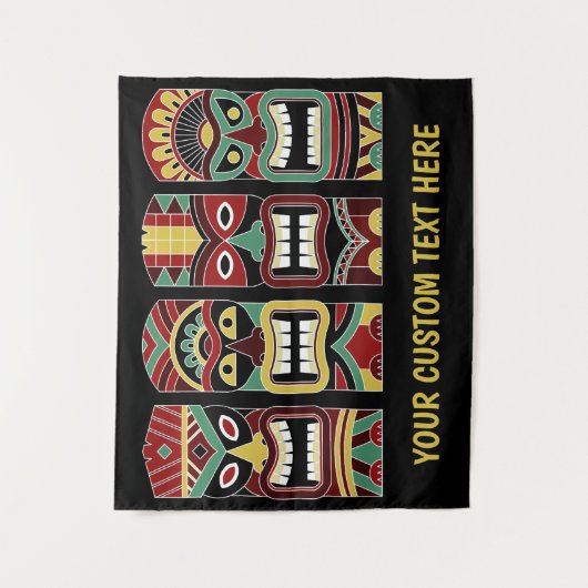 Tiki Totems benutzerdefinierte Textbänder Wandteppich (Vorderseite)