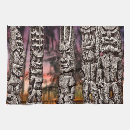 Tiki Tribal Council, Big Island Hawaii, Geschirrtuch (Horizontal)