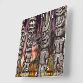 Tiki Tribal Council, Big Island, Quadratische Wanduhr (Winkel)