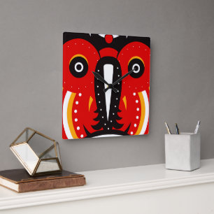 Tiki Tribal Mask Quadratische Wanduhr
