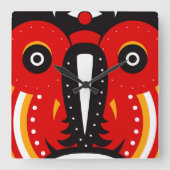 Tiki Tribal Mask Quadratische Wanduhr (Vorderseite)