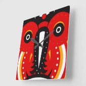 Tiki Tribal Mask Quadratische Wanduhr (Winkel)