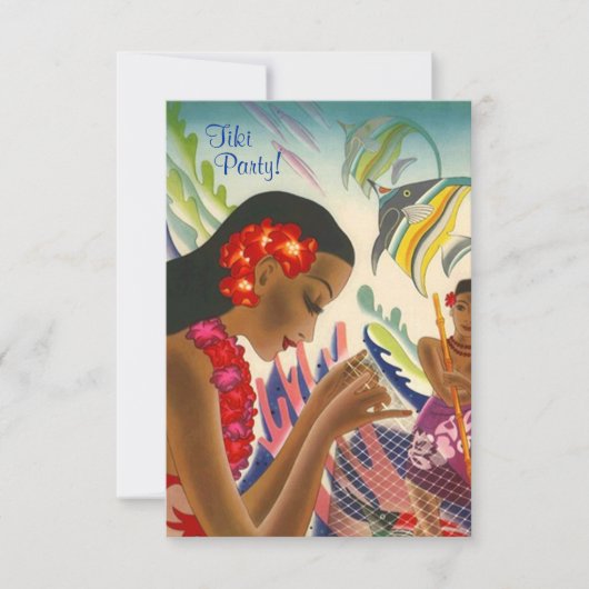 Tiki Tropical Lei Hawaiian Party INVITATAT Einladung (Vorderseite)