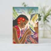 Tiki Tropical Lei Hawaiian Party INVITATAT Einladung (Stehend Vorderseite)