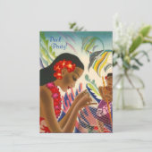 Tiki tropische Leu-hawaiisches Pool-Party Einladung (Stehend Vorderseite)