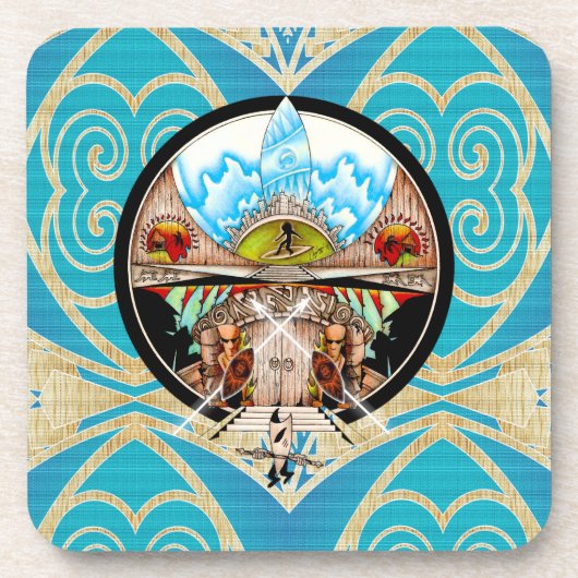 Tiki Village Getränkeuntersetzer (Vorderseite)