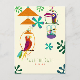 Tiki-Vögel-Party Vintage Retro Luau Save the Date Ankündigungspostkarte