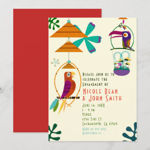 Tiki-Vögel Retro Vintage Luau-Party-Einladungen Einladung