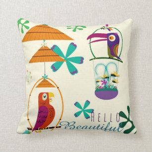 Tiki Vogel-Vintage Retro Kunst-personalisierte Kissen