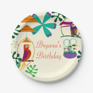Tiki-Vogelf Geburtstagsfeier Vintage-Luau-Party Pappteller